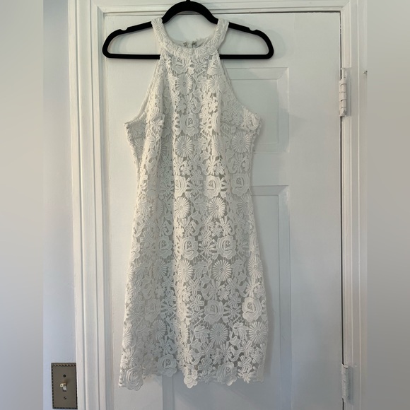 Lulus Love Poem Ivory Lace Mini Dress Size M - Picture 5 of 10